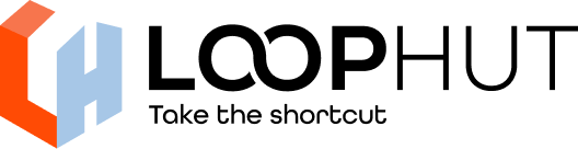 Loop Hut Logo with text and slogan take the shortcut